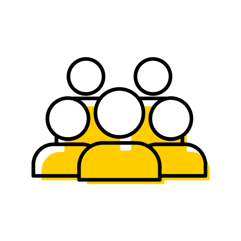 graphic showing five people
